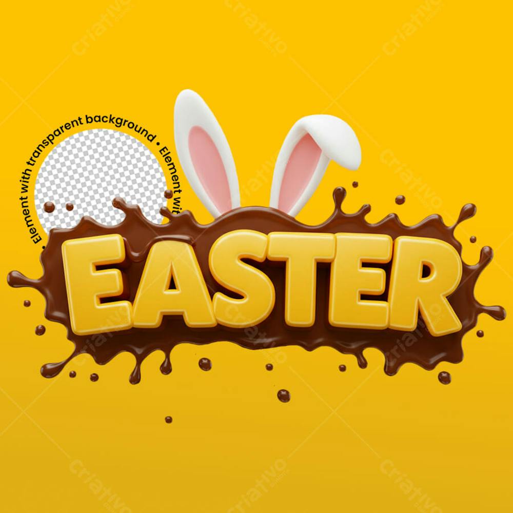 Orelhinhas de coelho e selo de chocolate para páscoa tema easter