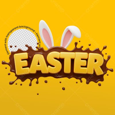 Orelhinhas de coelho e selo de chocolate para páscoa tema easter