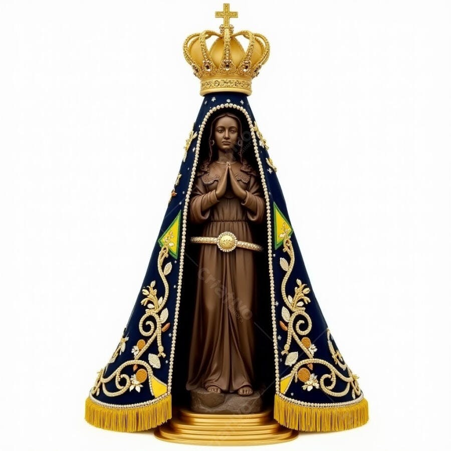 Imagem Nossa Senhora Aparecida manto azul dourado