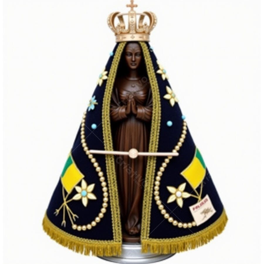 Imagem Nossa Senhora Aparecida manto azul dourado
