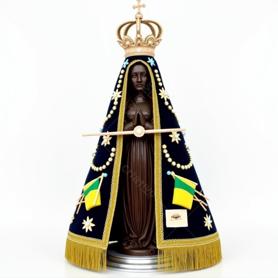 Imagem Nossa Senhora Aparecida escultura marrom