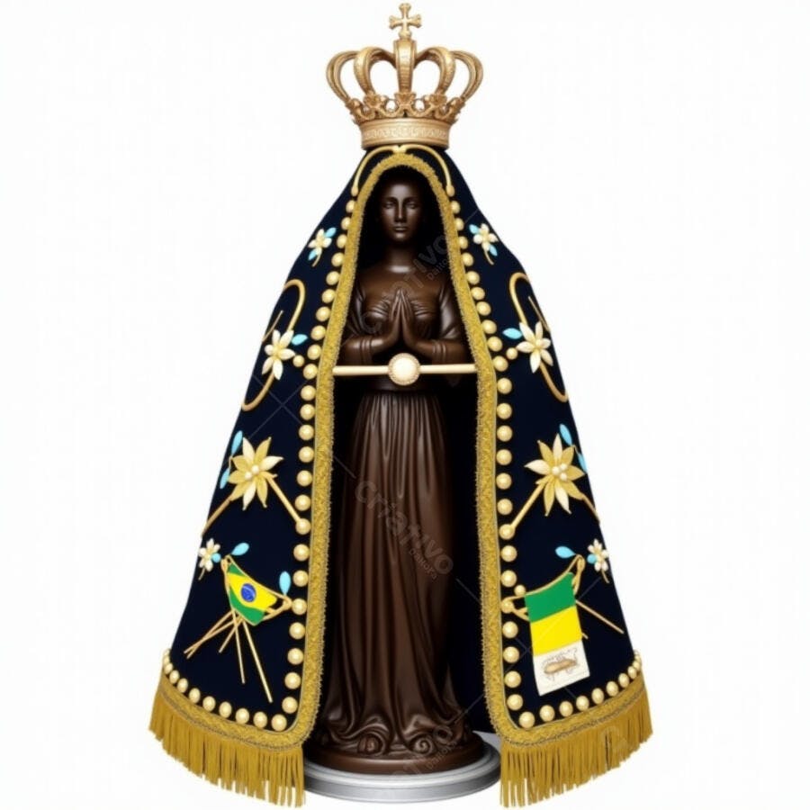 Imagem Nossa Senhora Aparecida manto azul dourado