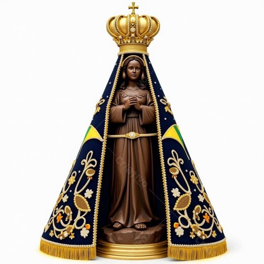 Imagem Nossa Senhora Aparecida manto azul dourado