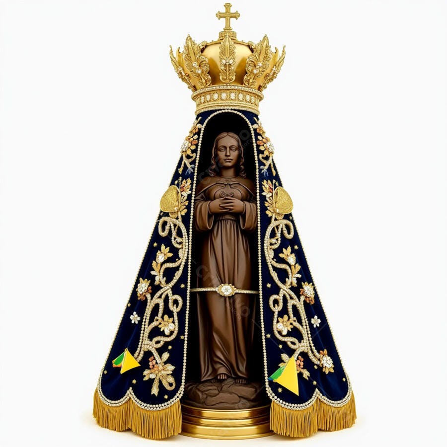 Estátua Nossa Senhora Aparecida manto azul dourado
