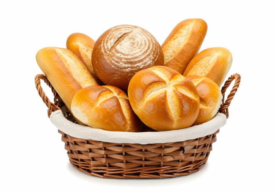 Cesta de pães variados e deliciosos