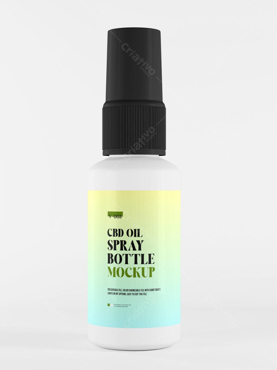 Mockup Realista de Frasco Spray para Óleo de CBD