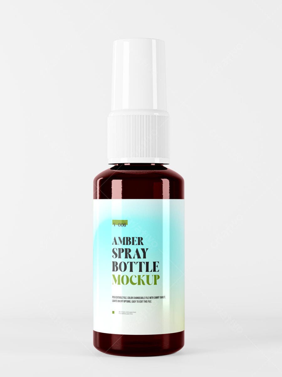 Mockup Realista de Frasco Spray Âmbar