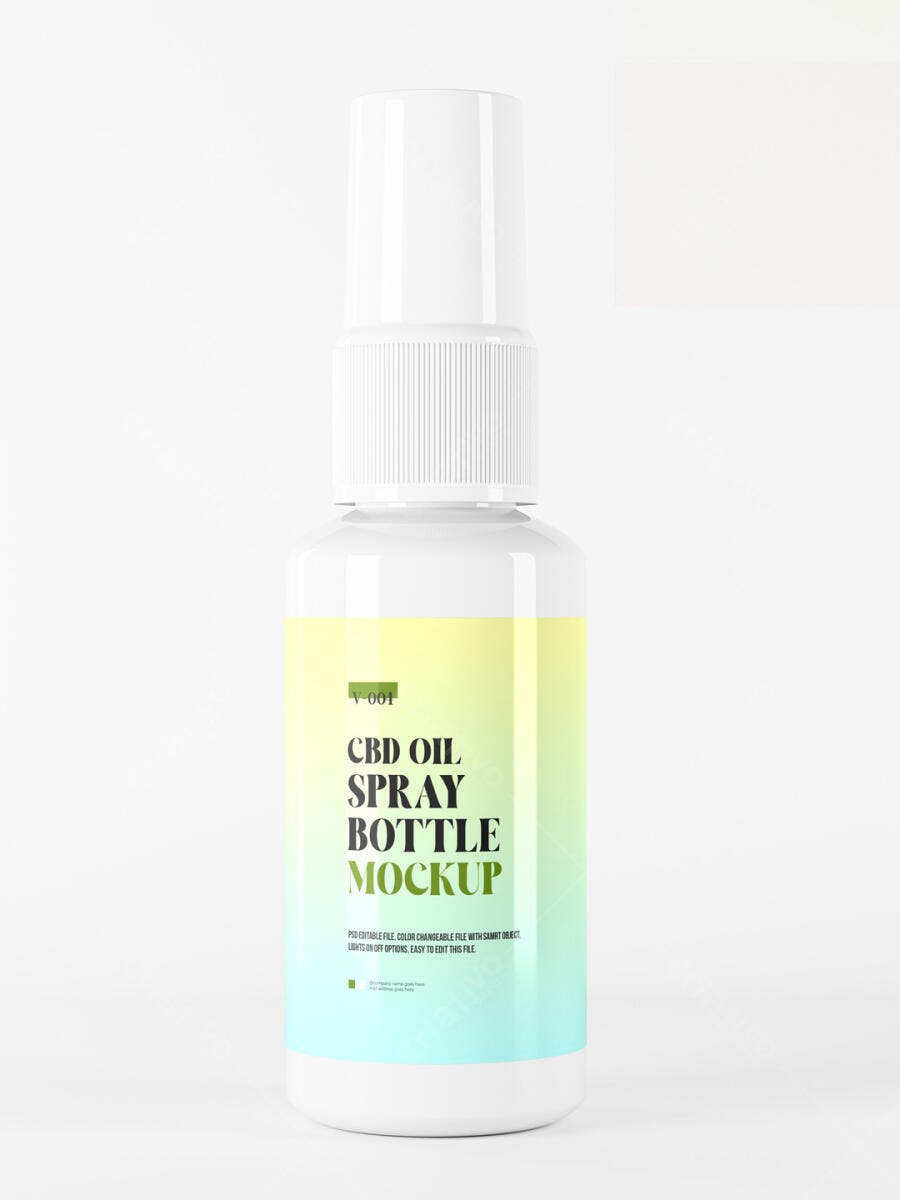 Mockup de Frasco Spray para CBD: Design Minimalista