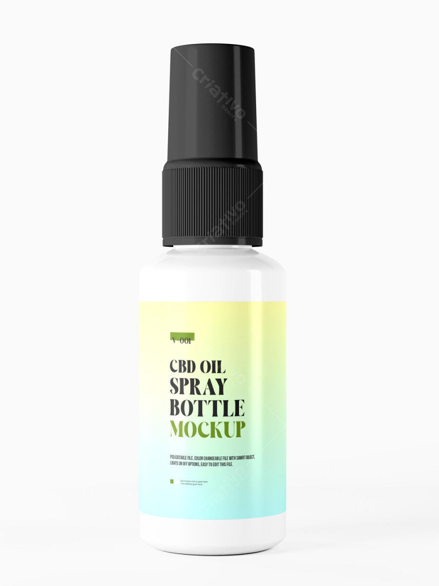 Mockup de Frasco Spray CBD: Design Moderno