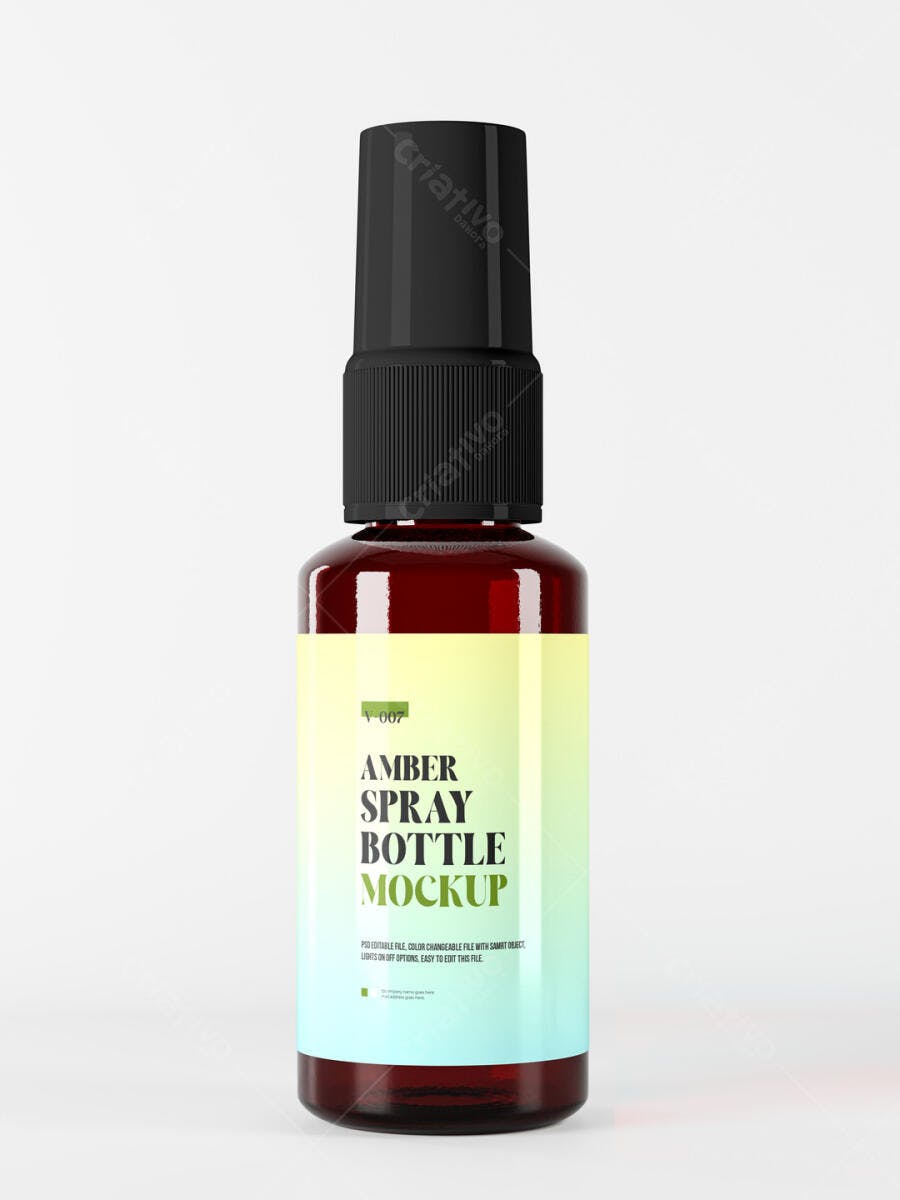 Mockup de Frasco Spray Âmbar: Design Moderno