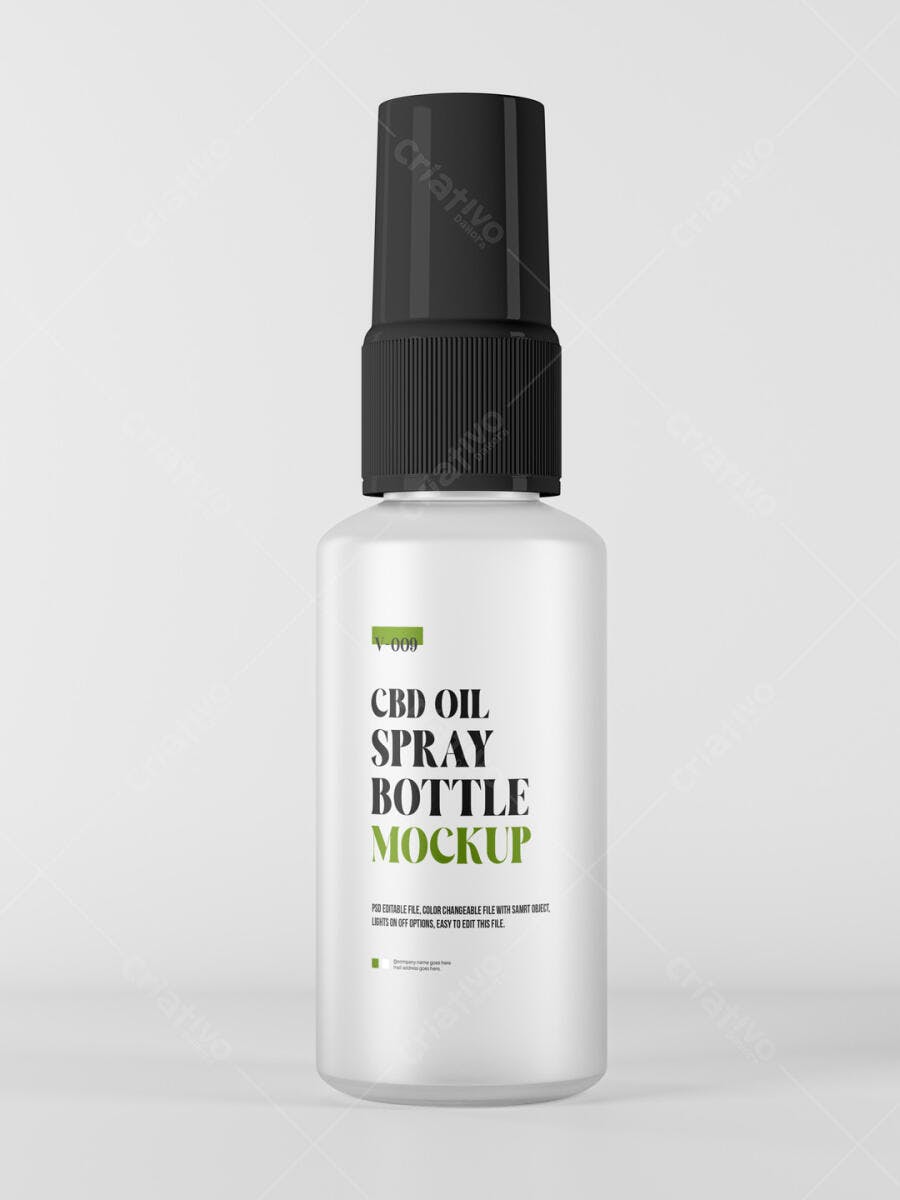 Mockup de Frasco Spray para CBD: Design Minimalista
