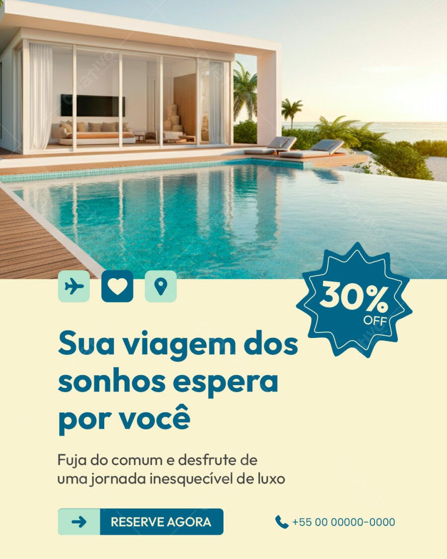 Flyer para Promoção de Viagens de Luxo PSD Editável