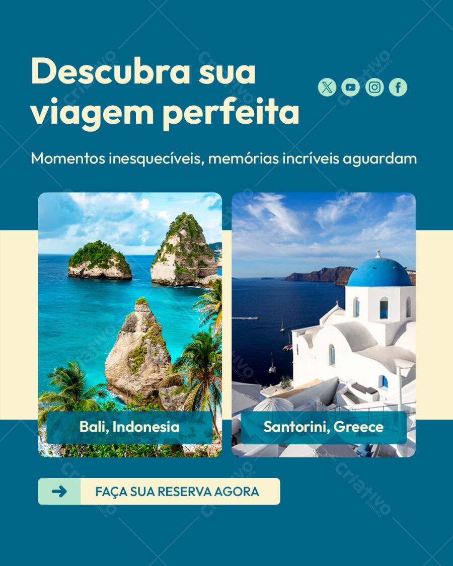 Post para Viagem de Férias PSD Editável