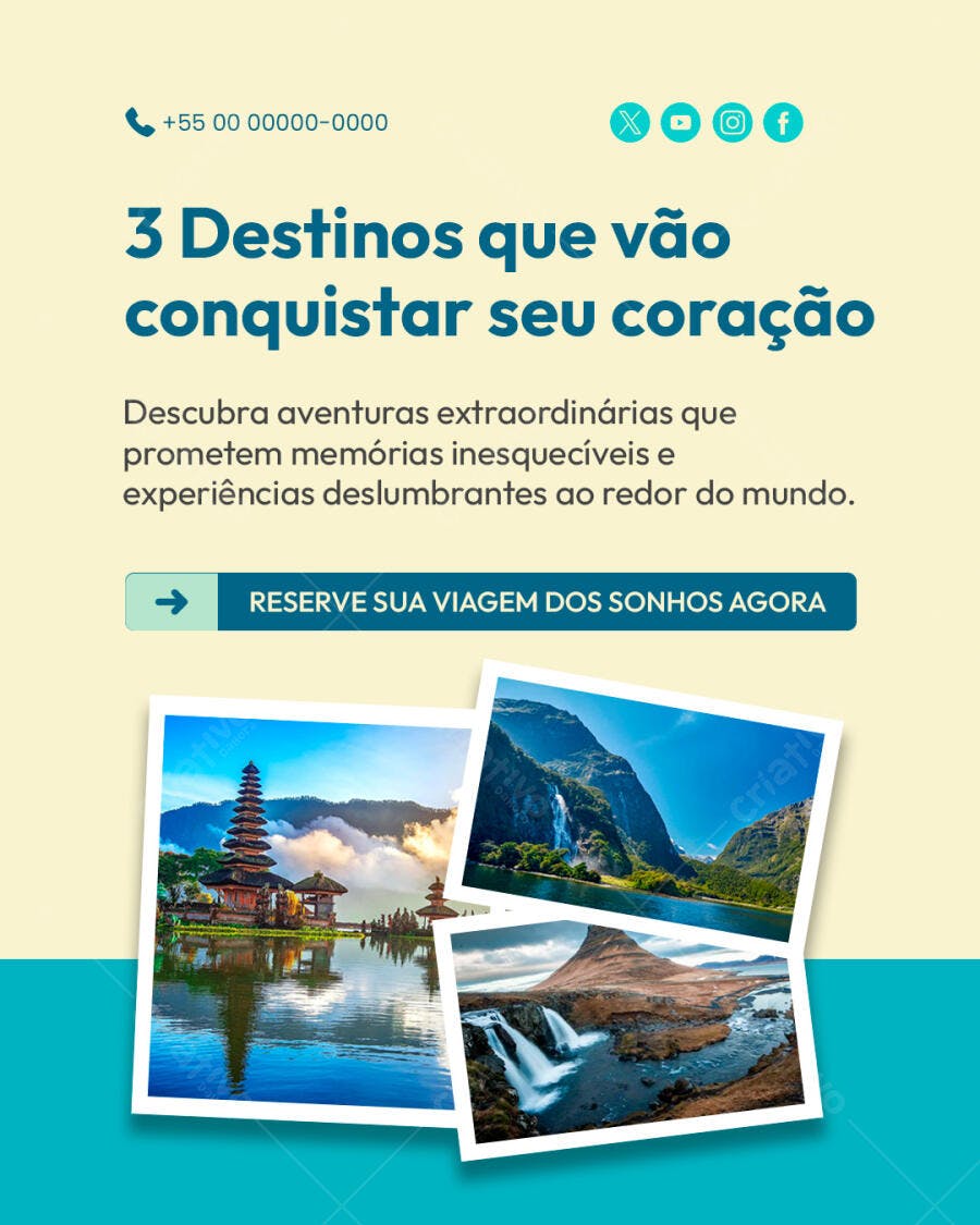 Post para Viagem dos Sonhos PSD Editável