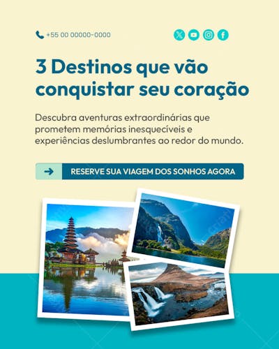 Agência de Viagens Social Media PSD Editável
