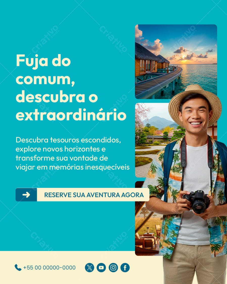 Post para Agência de Viagens PSD Editável