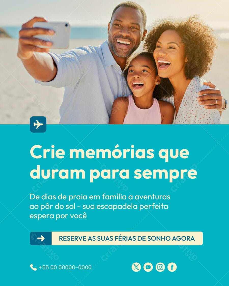 Flyer para Férias em Família PSD Editável