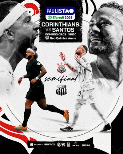 Rede Social Paulistão 2025 semifinal Corinthians x Santos Neymar Depay