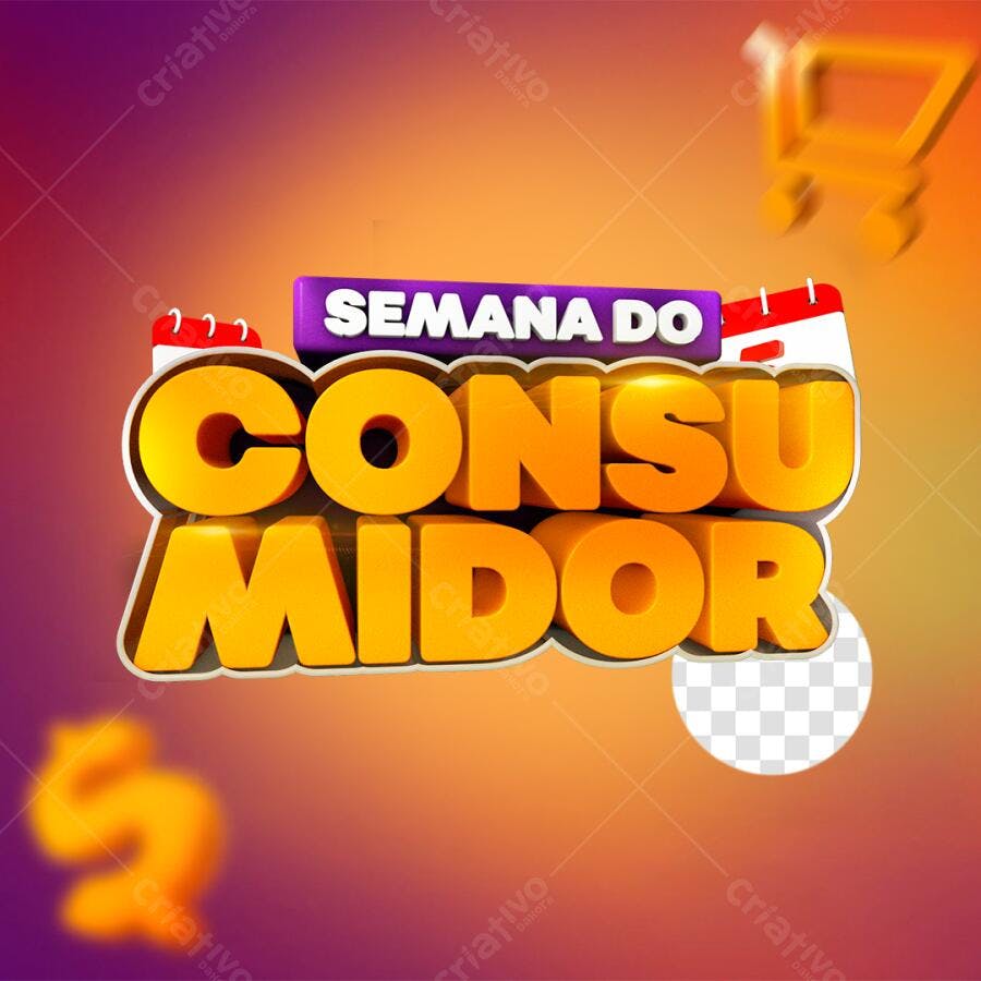 Selo 3D promocional laranja e amarelo