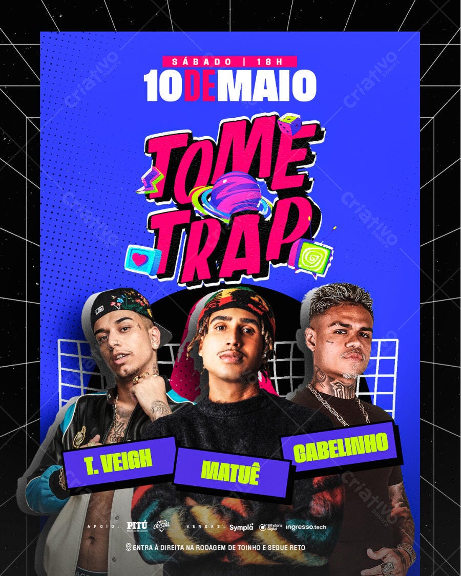 Flyer Tome Trap 10 de Maio PSD Editável
