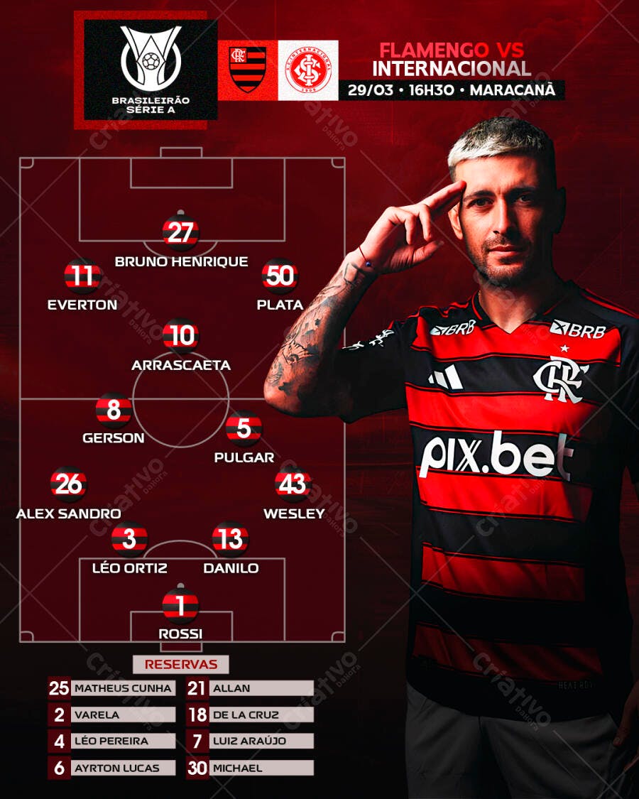 Flyer Flamengo x Internacional 29/03 PSD Editável