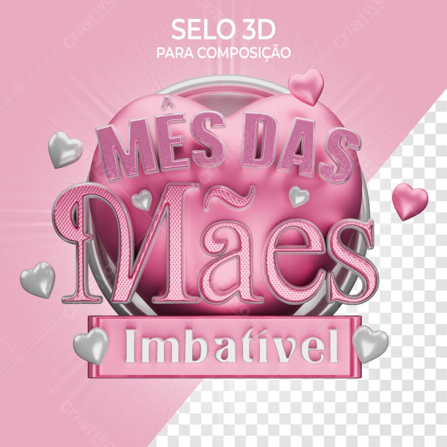 Selo 3D Dia das Mães Rosa e Prata