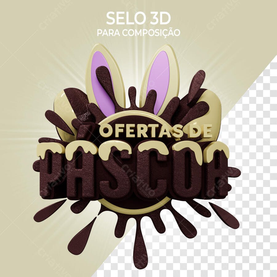 Selo 3D Páscoa Chocolate Marrom e Bege