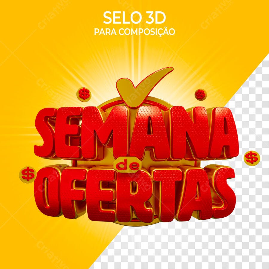 Selo 3D promocional vermelho e dourado