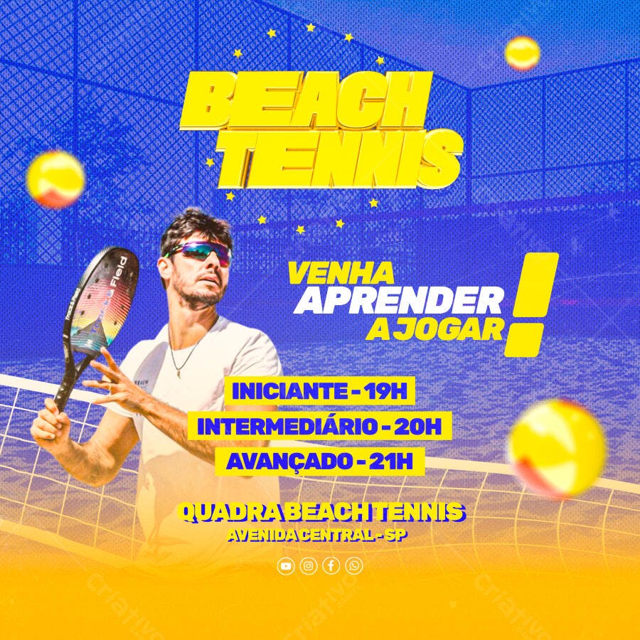 Flyer Aulas Beach Tennis PSD Editável