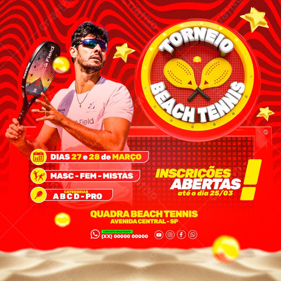 Flyer Torneio Beach Tennis PSD Editável