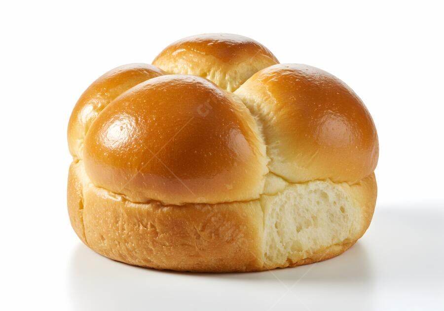 Pão de quatro bolas dourado e apetitoso