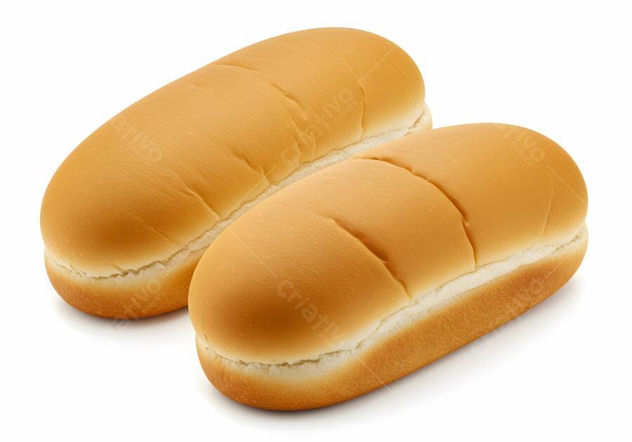 Pães de Hot Dog Dourados Frescos