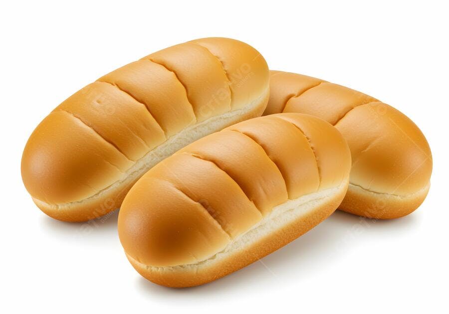 Pães de Hot Dog Dourados Frescos