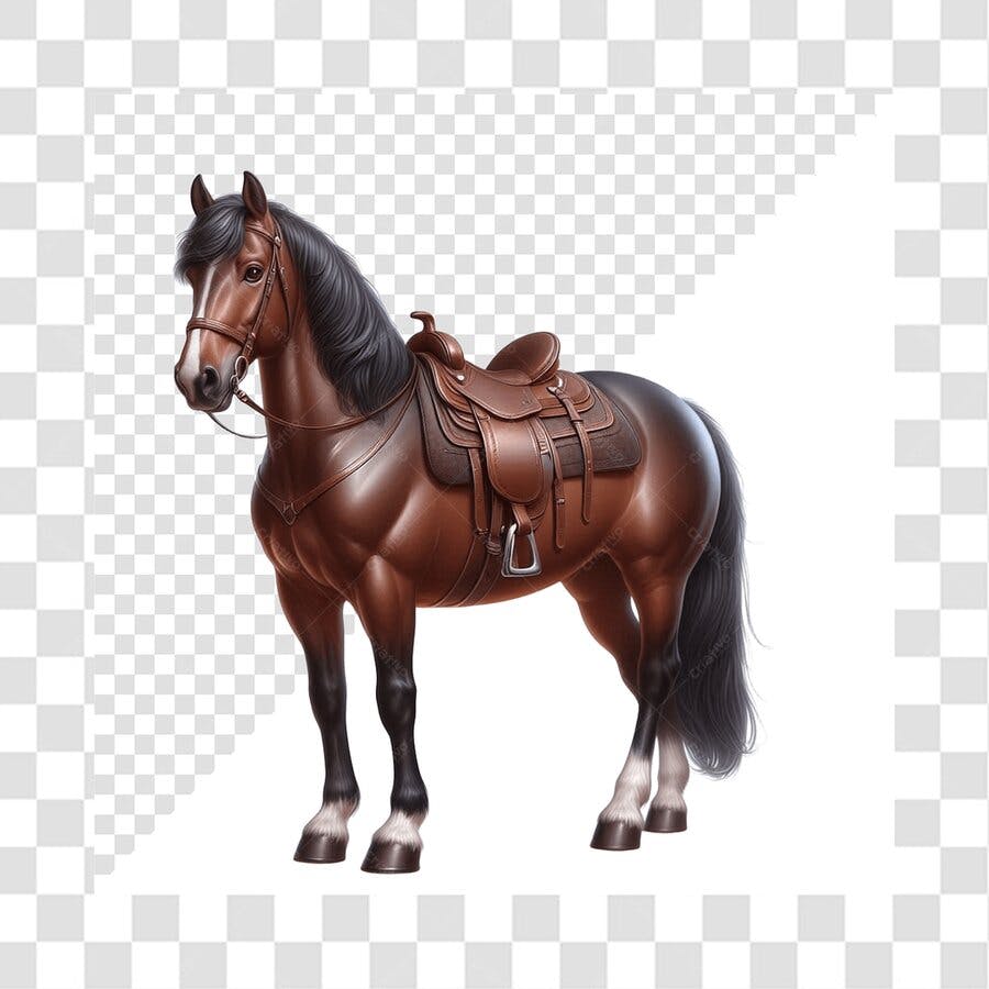 Imagem PNG Cavalo Marrom Sela Oeste Fundo Transparente