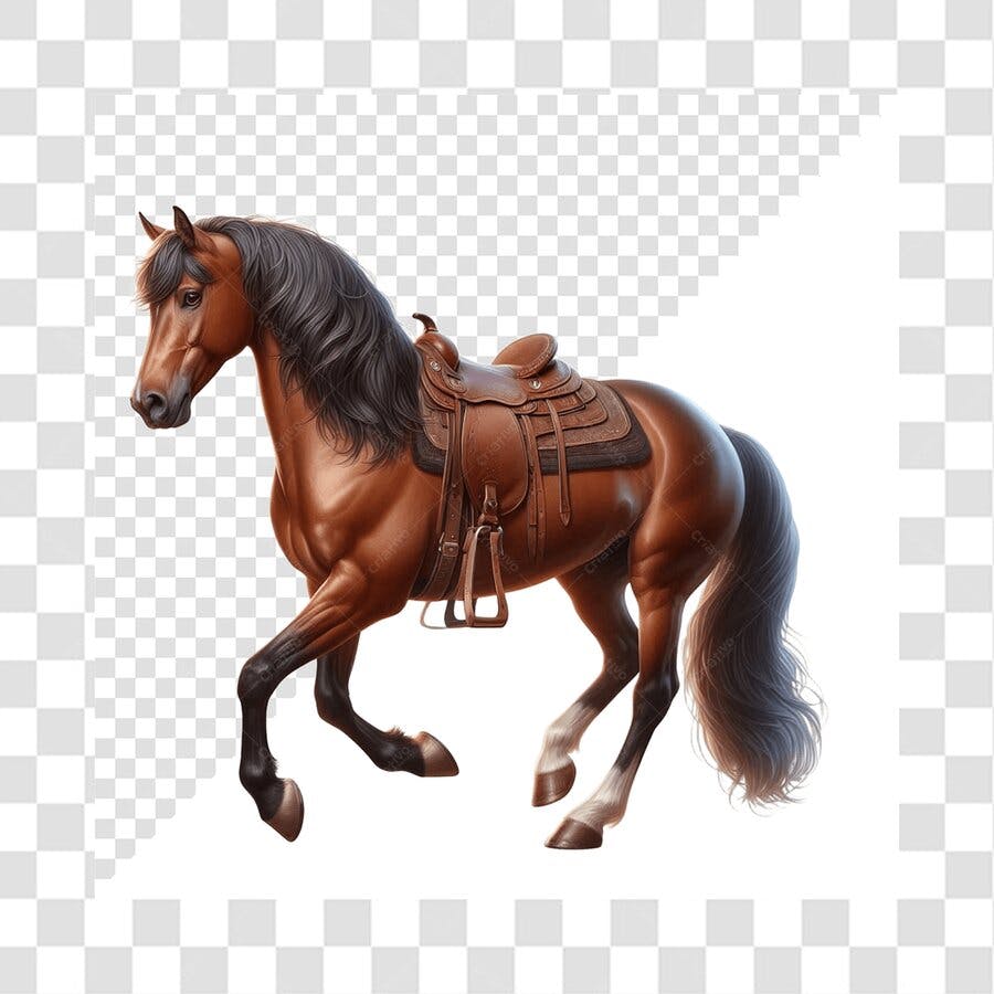 Imagem PNG Cavalo Marrom Sela Oeste Fundo Transparente