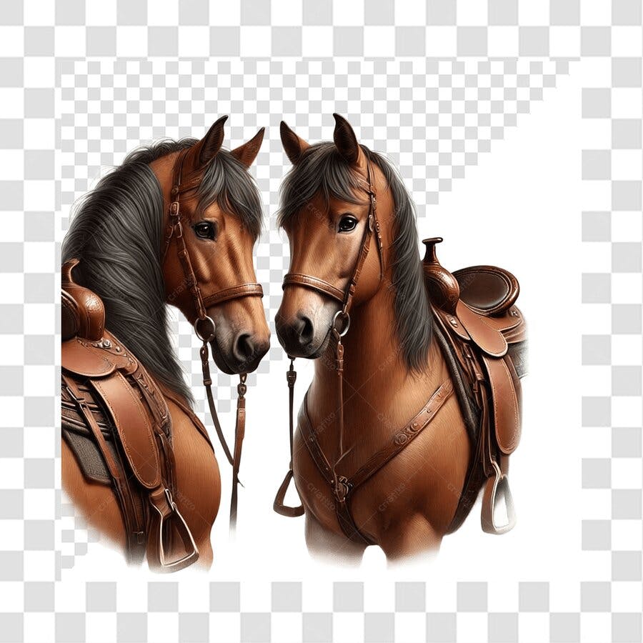 Banner Dois Cavalos Marrons PNG com fundo transparente