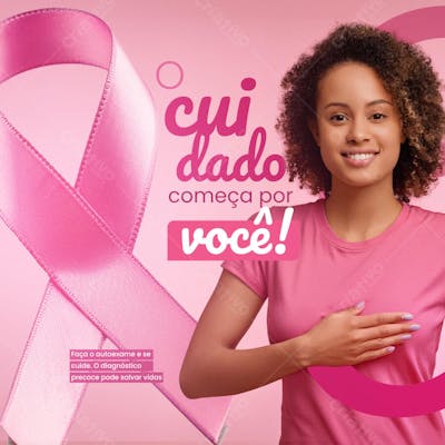 Post Arte Template PSD Outubro Rosa Prevenção Cancer de Mama
