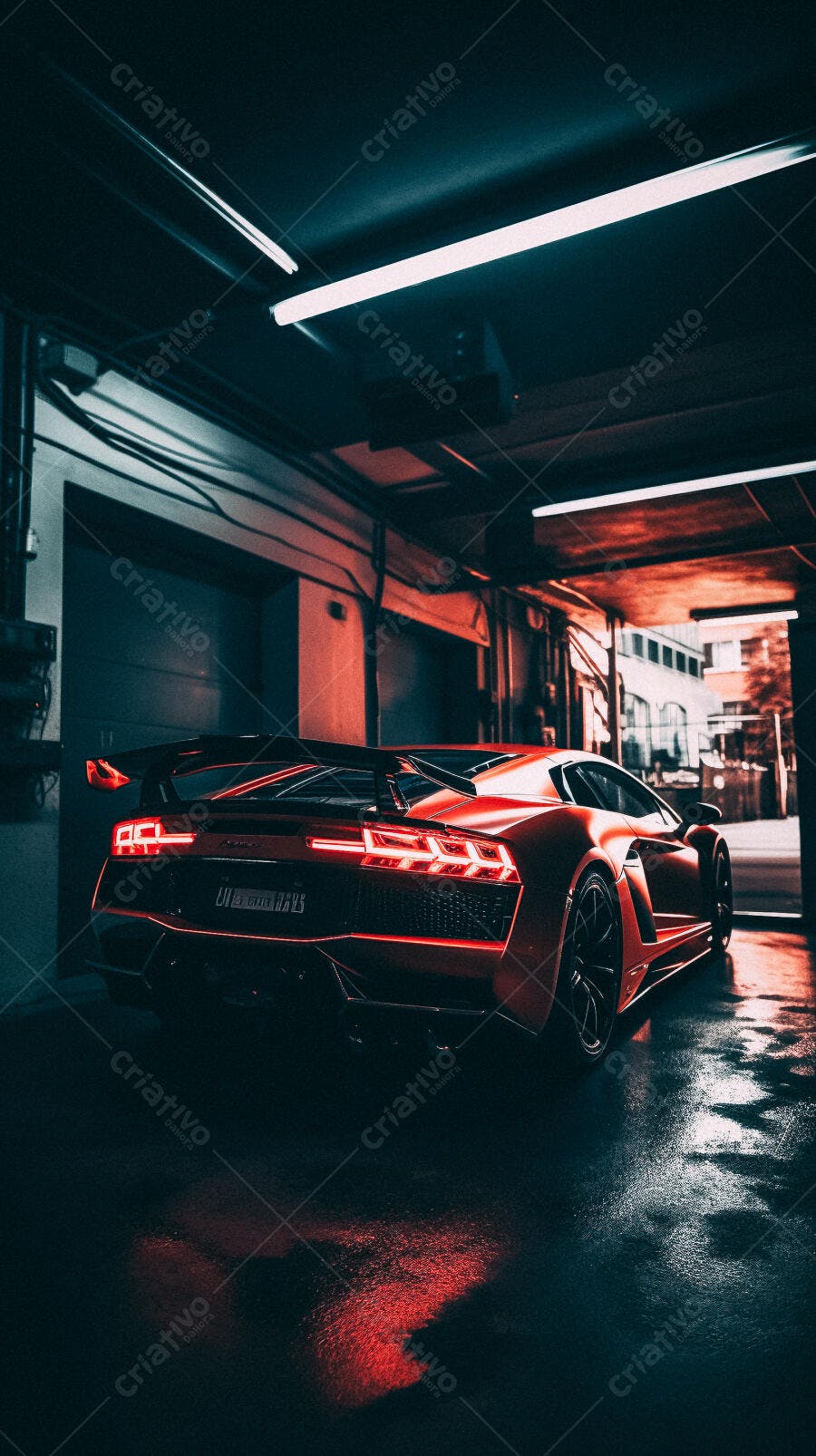 Lamborghini Aventador garagem noturna