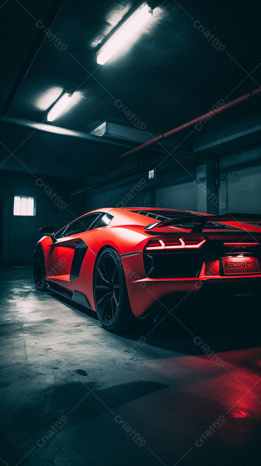 Lamborghini Vermelha em Garagem Escura