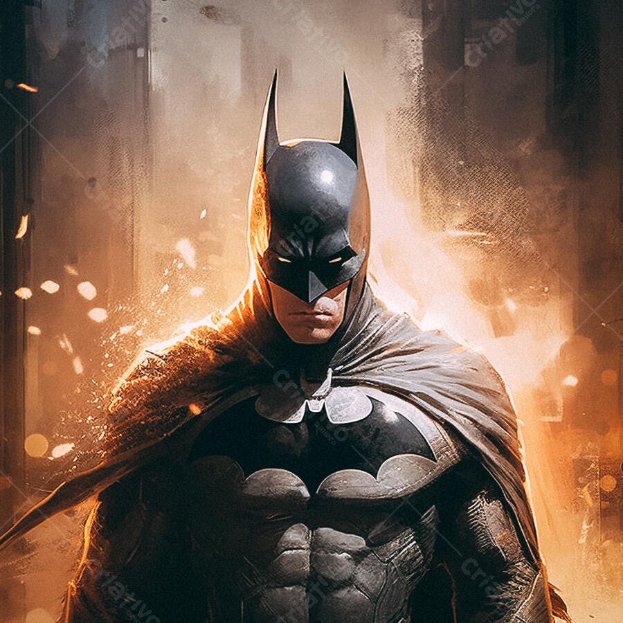 Batman em tons escuros e laranja