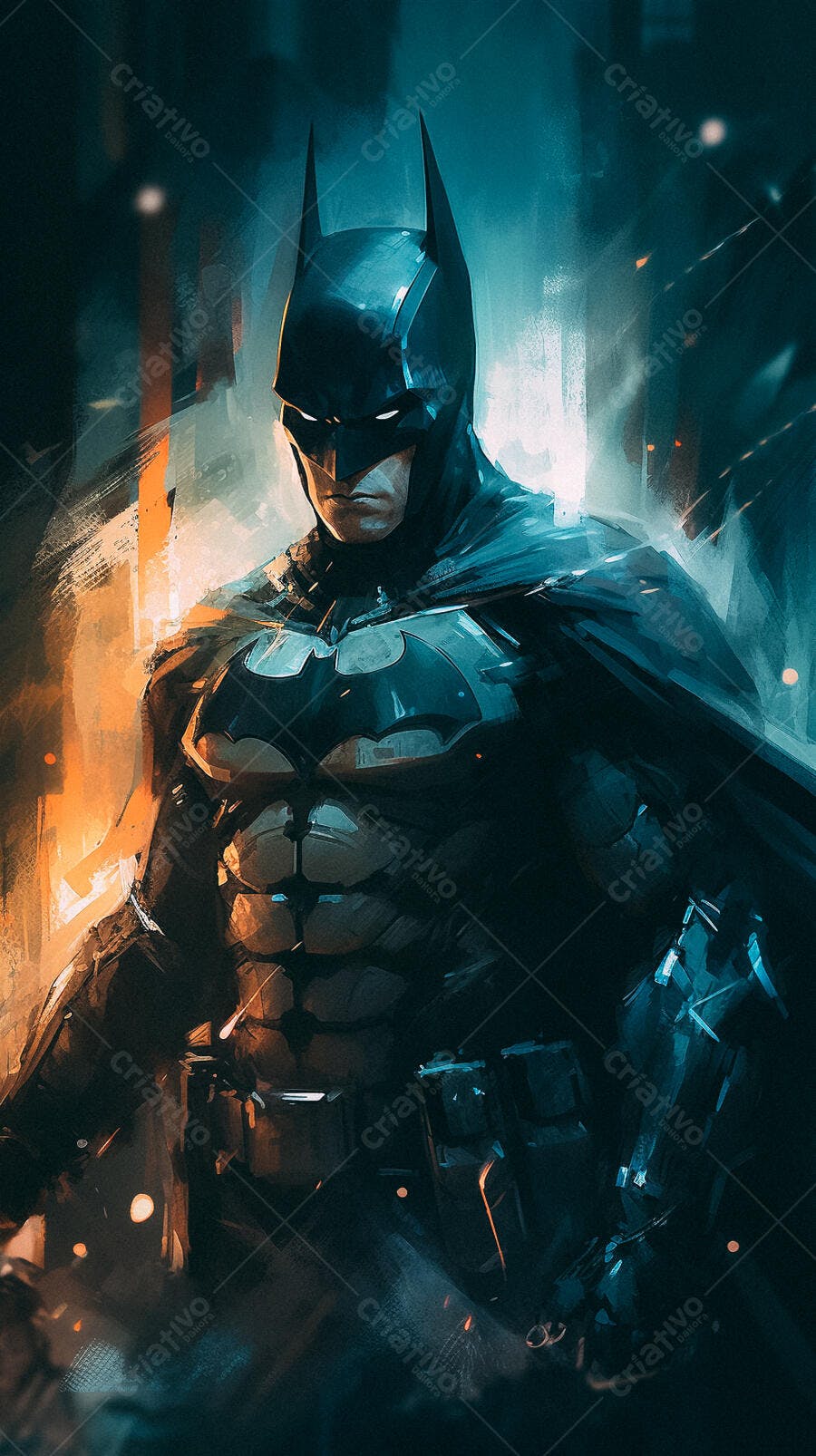 Batman em tons escuros e azulados