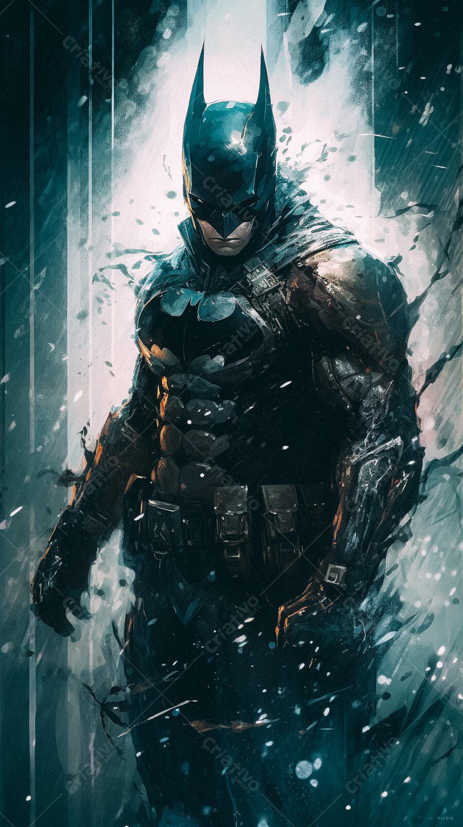 Batman Arte Digital Escuro Cinza Neve