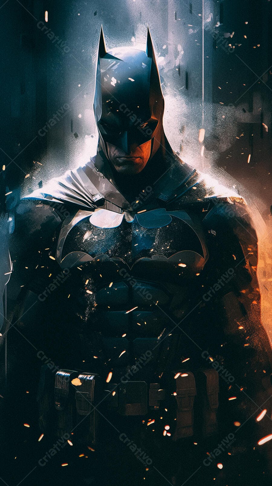 Batman Arte Digital Escuro Cinza Laranja