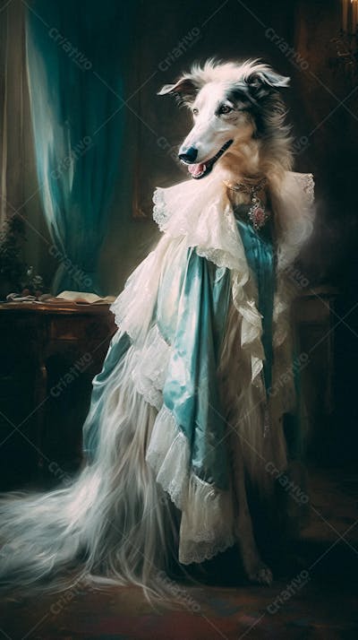 Cão Vestido com Traje Vitoriano de Luxo