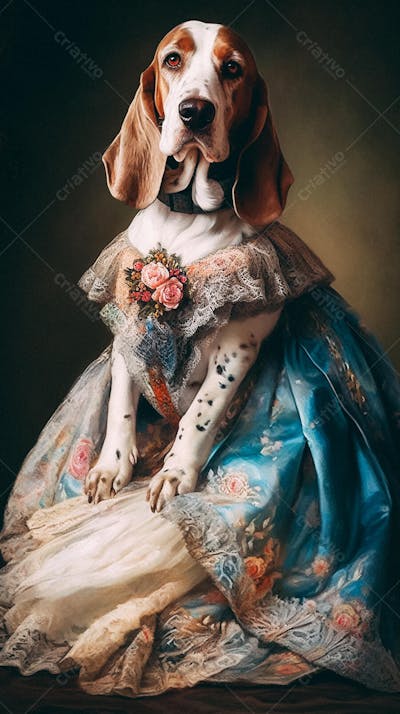 Cão Vestido com Traje Vitoriano de Luxo