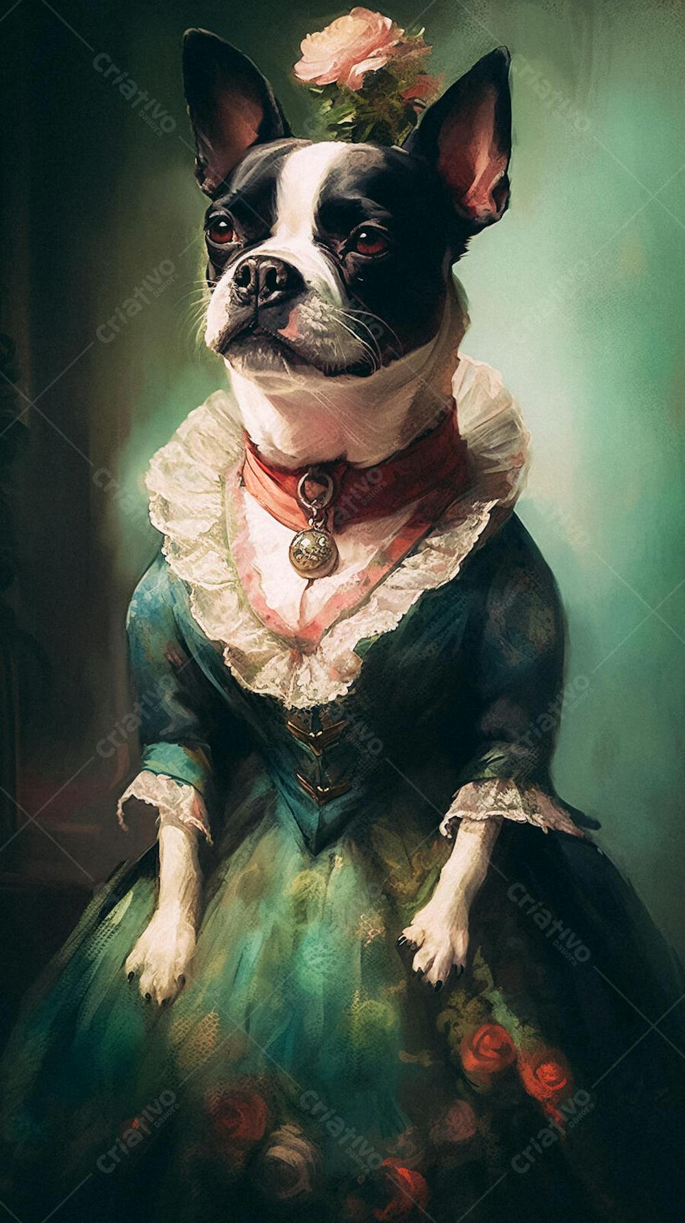 Cão Vestido com Traje Vitoriano de Luxo