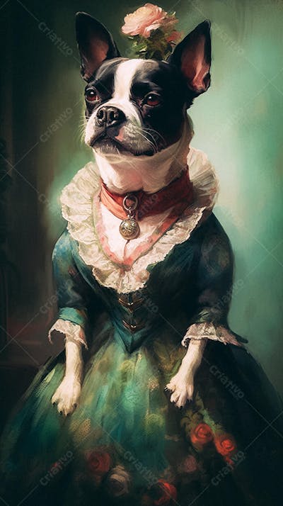 Cão Vestido com Traje Vitoriano de Luxo
