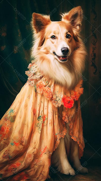 Cão Vestido com Traje Vitoriano de Luxo