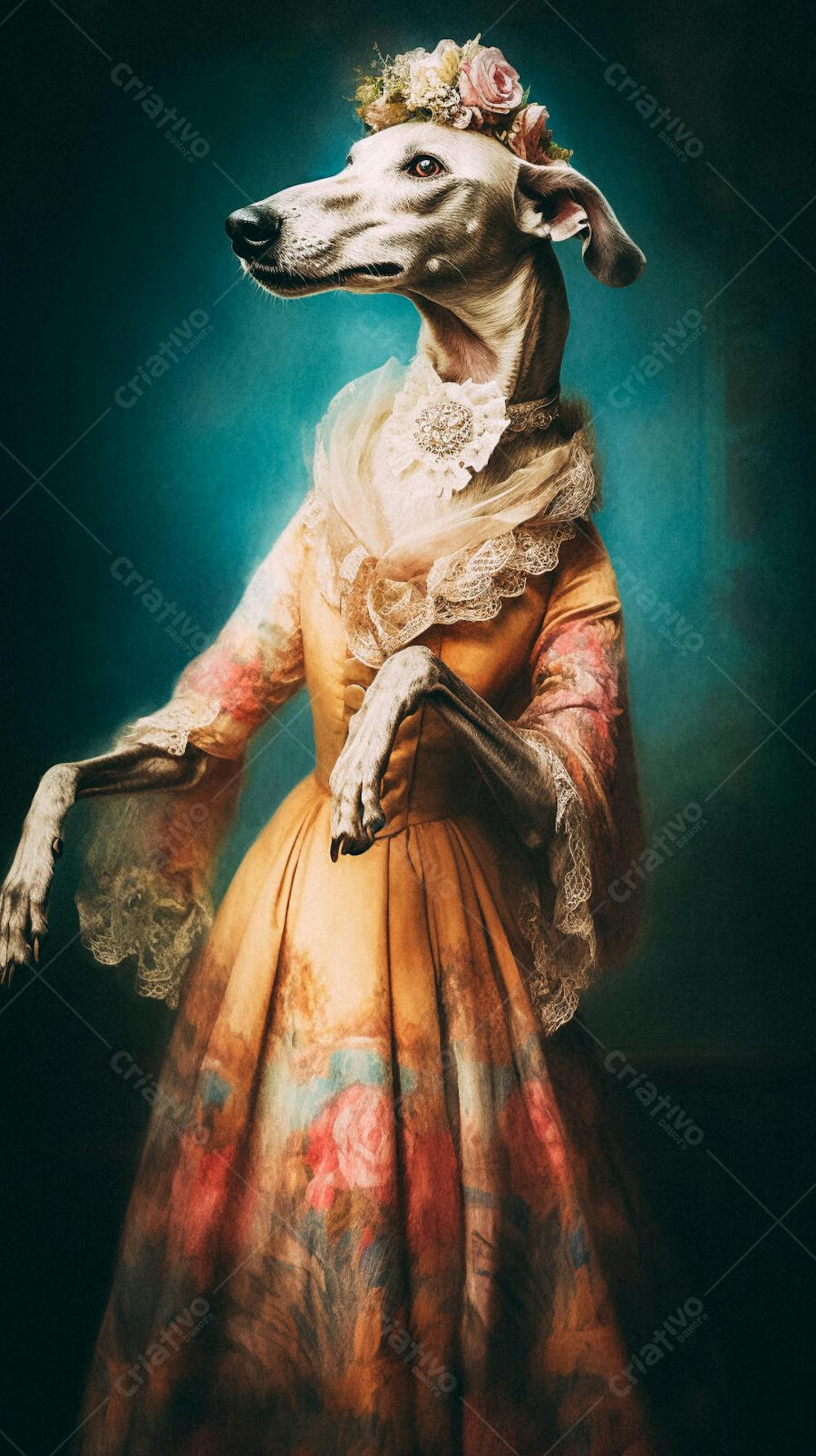 Cão Vestido com Traje Vitoriano de Luxo