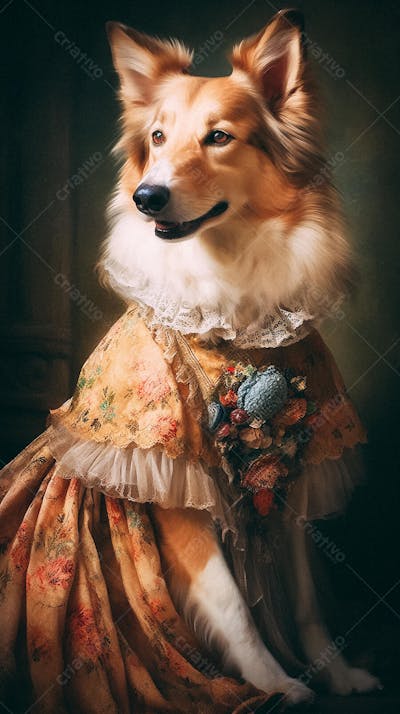 Cão Vestido com Traje Vitoriano de Luxo
